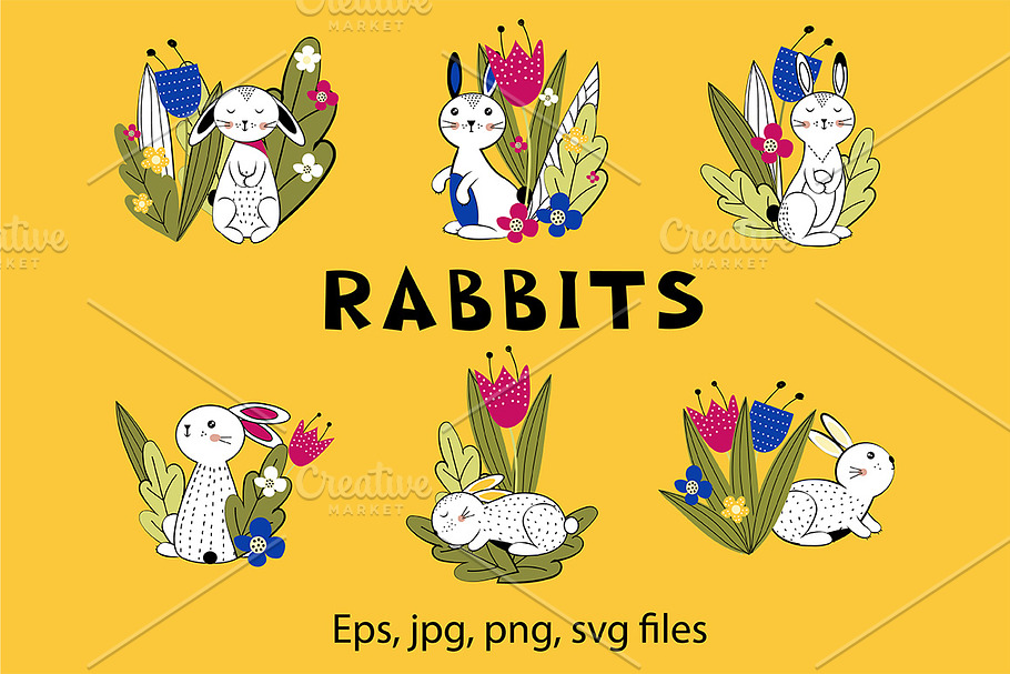 Spring with rabbits in Illustrations - product preview 8