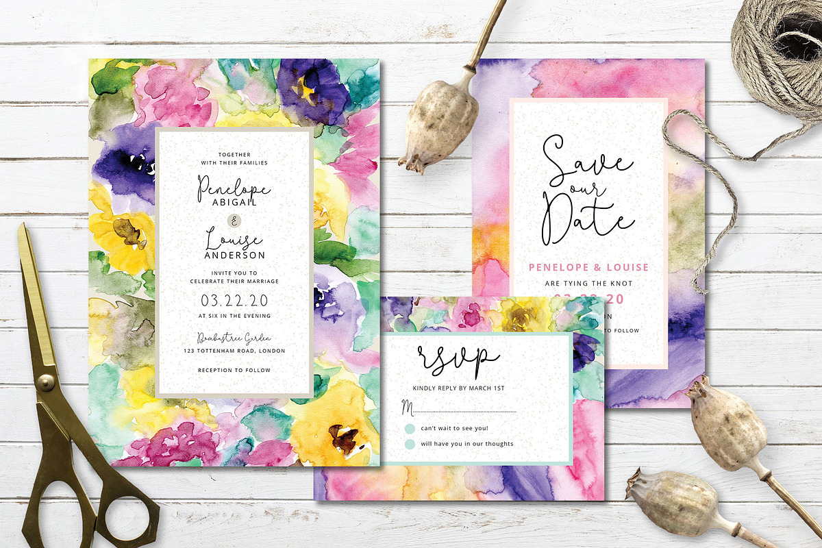 Abstract Floral Wedding Invitation in Wedding Templates - product preview 8