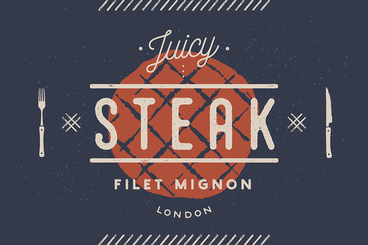 Steak, logo, meat label in Illustrations - product preview 8