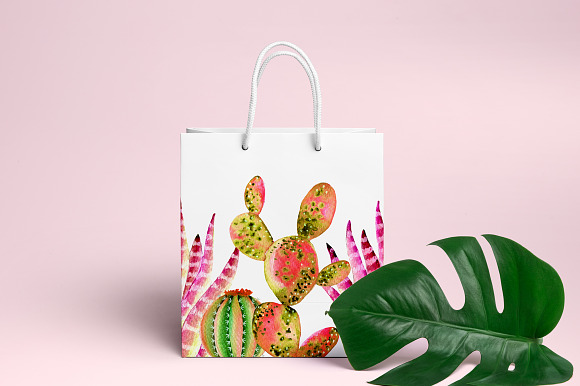 Watercolor cactus in Objects - product preview 3