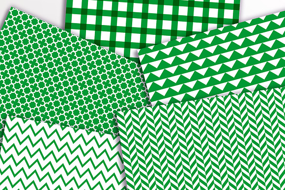 Green and White Digital Papers in Patterns - product preview 2