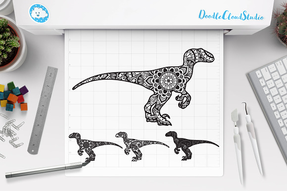 Mandala Dinosaur SVG, Raptor Mandala in Illustrations - product preview 5
