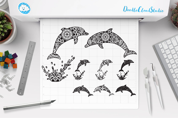 Dolphin Mandala SVG, Dolphin Clipart in Illustrations - product preview 5