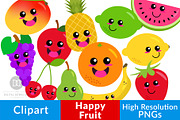 Happy Fruit Clipart, Cute Fruit