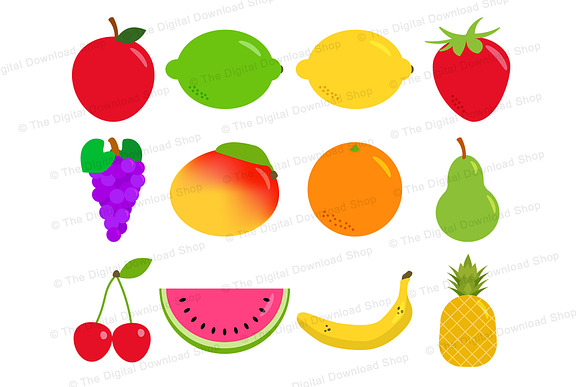 Fruit Clipart, Healthy Foods in Illustrations - product preview 1