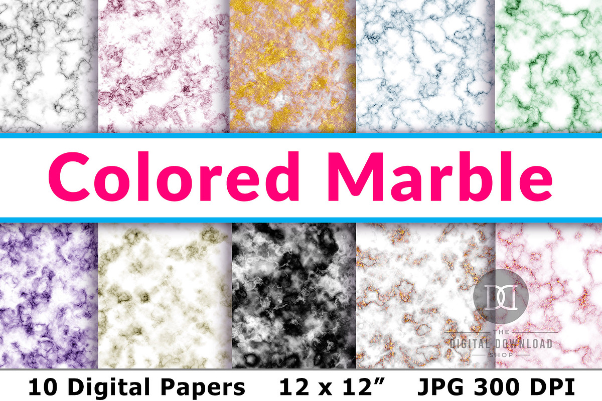 Colored Marble Digital Papers in Patterns - product preview 8