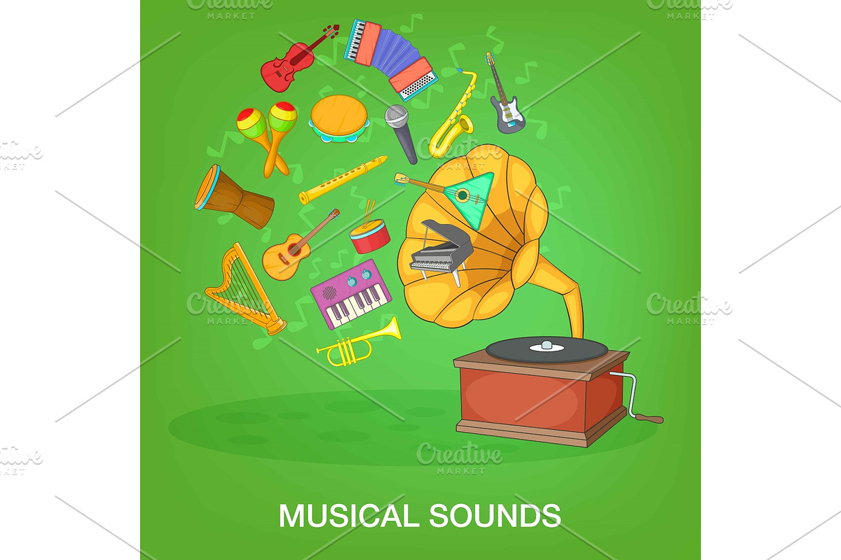 Musical instruments green concept in Illustrations - product preview 8