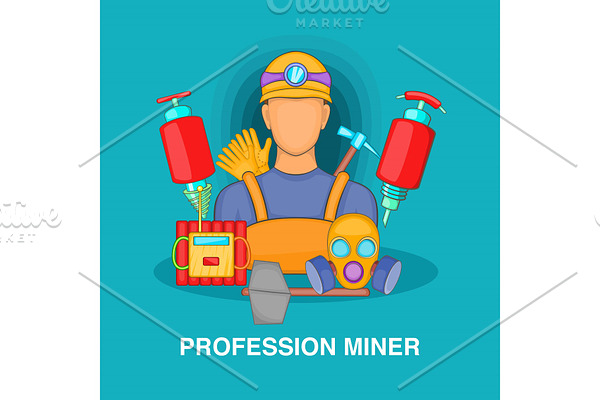 Professional miner concept, cartoon
