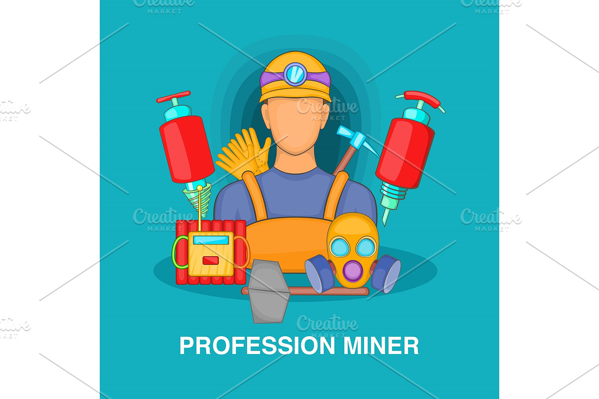Professional miner concept, cartoon in Illustrations - product preview 8