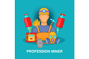 Professional miner concept, cartoon