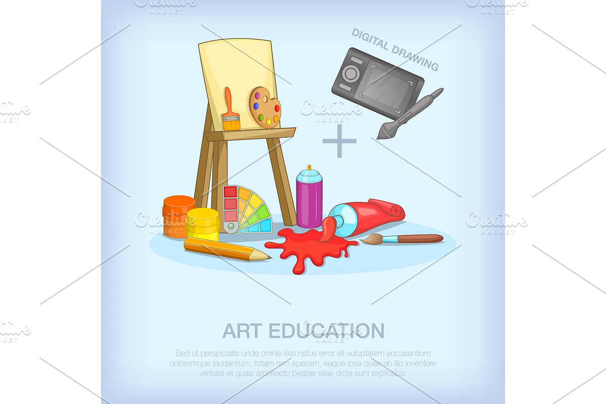 Art education tools concept, cartoon in Illustrations - product preview 8
