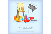 Art education tools concept, cartoon