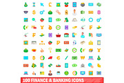 100 finance and banking icons set