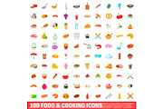 100 food and cooking icons set