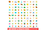 100 money and wealth icons set