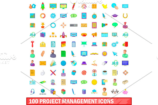 100 project management icons set