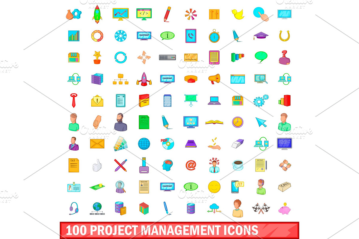 100 project management icons set in Illustrations - product preview 8