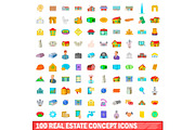 100 real estate concept icons set