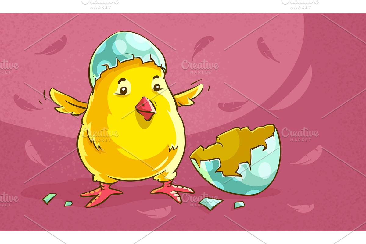Chicken baby hatched from egg. in Illustrations - product preview 8