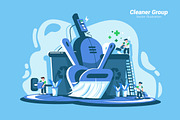 Cleaner Group - Vector Illustration