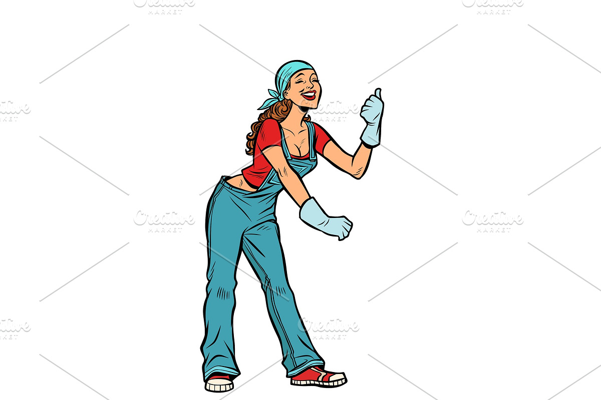woman worker in uniform in Illustrations - product preview 8