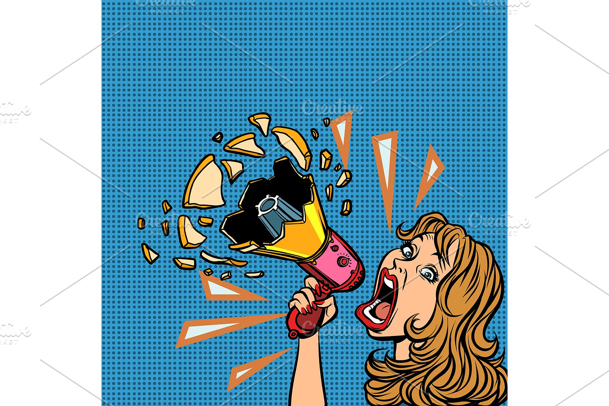 woman with megaphone advertising in Illustrations - product preview 8