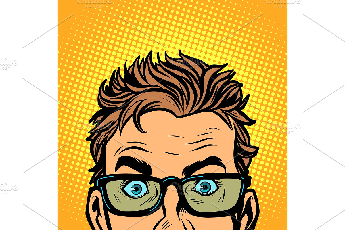 Man look glasses Stylish young man in Illustrations - product preview 8
