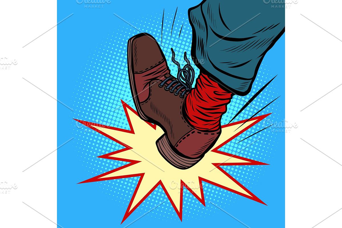 man leg kick anger aggression in Illustrations - product preview 8