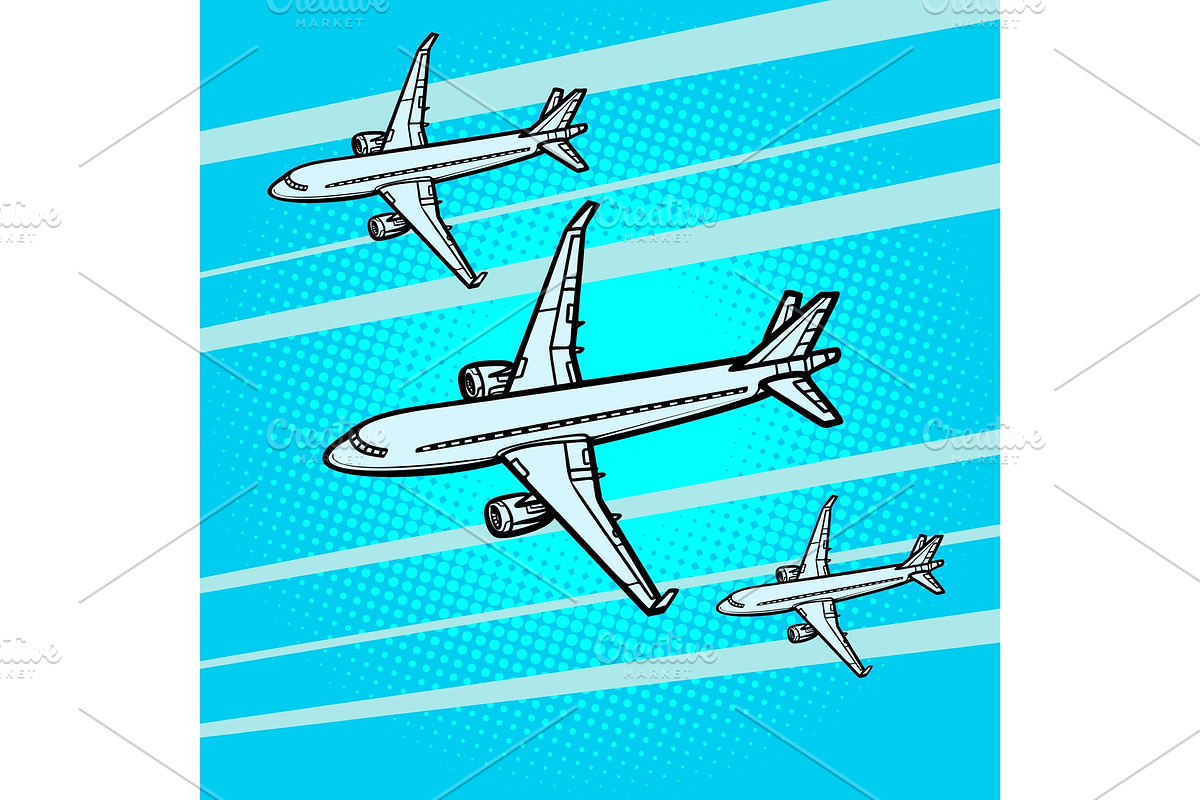 several passenger Airliners aircraft in Illustrations - product preview 8