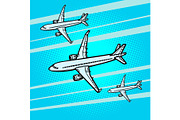several passenger Airliners aircraft