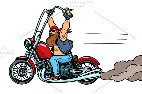 biker on chopper, motorcycle
