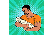 african father with newborn. family