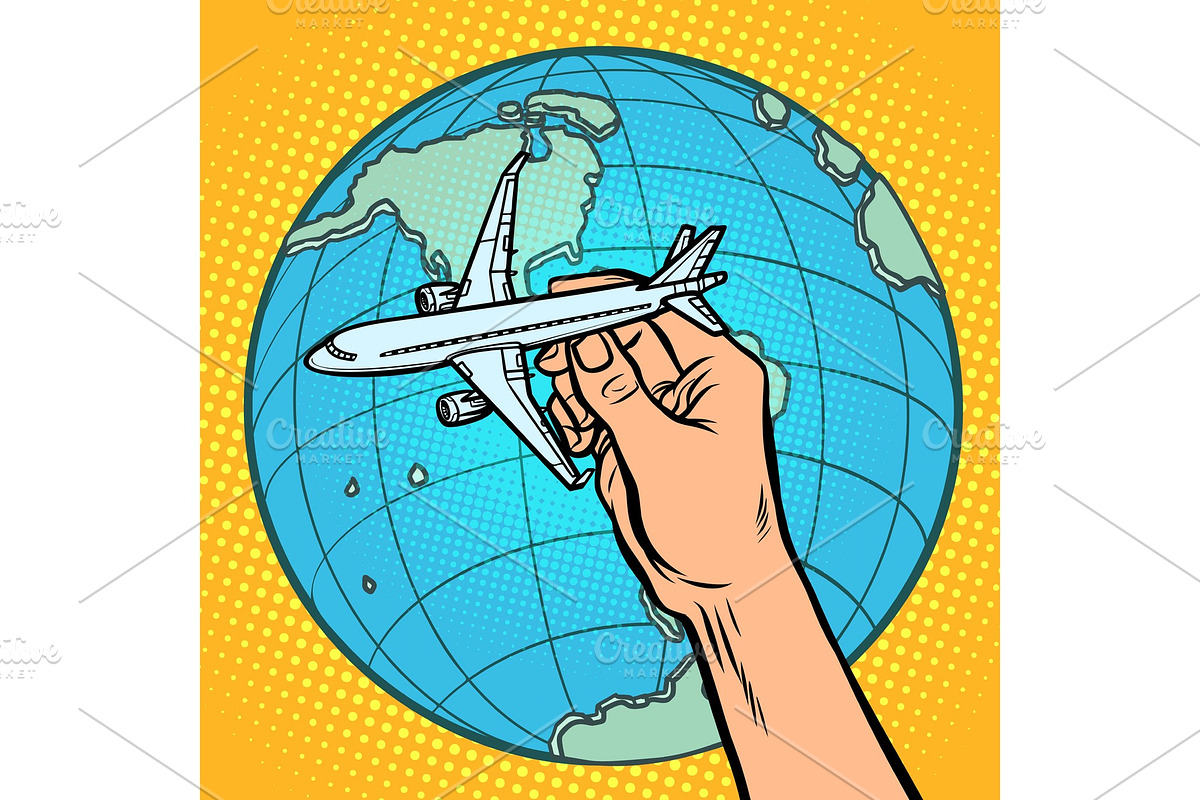 plane in hand. metaphor of flight to in Illustrations - product preview 8