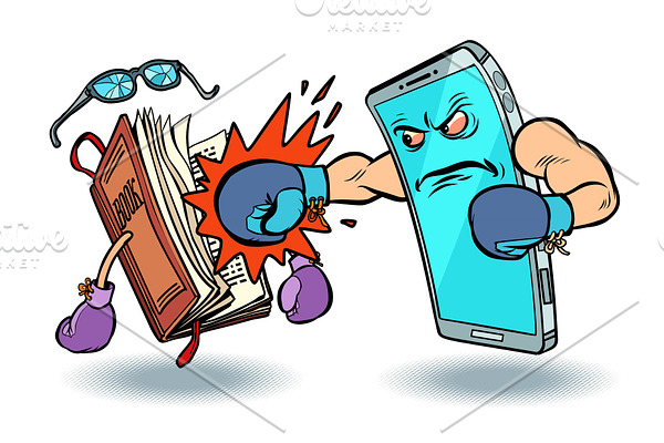 smartphone against book. enmity of