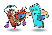 smartphone against book. enmity of
