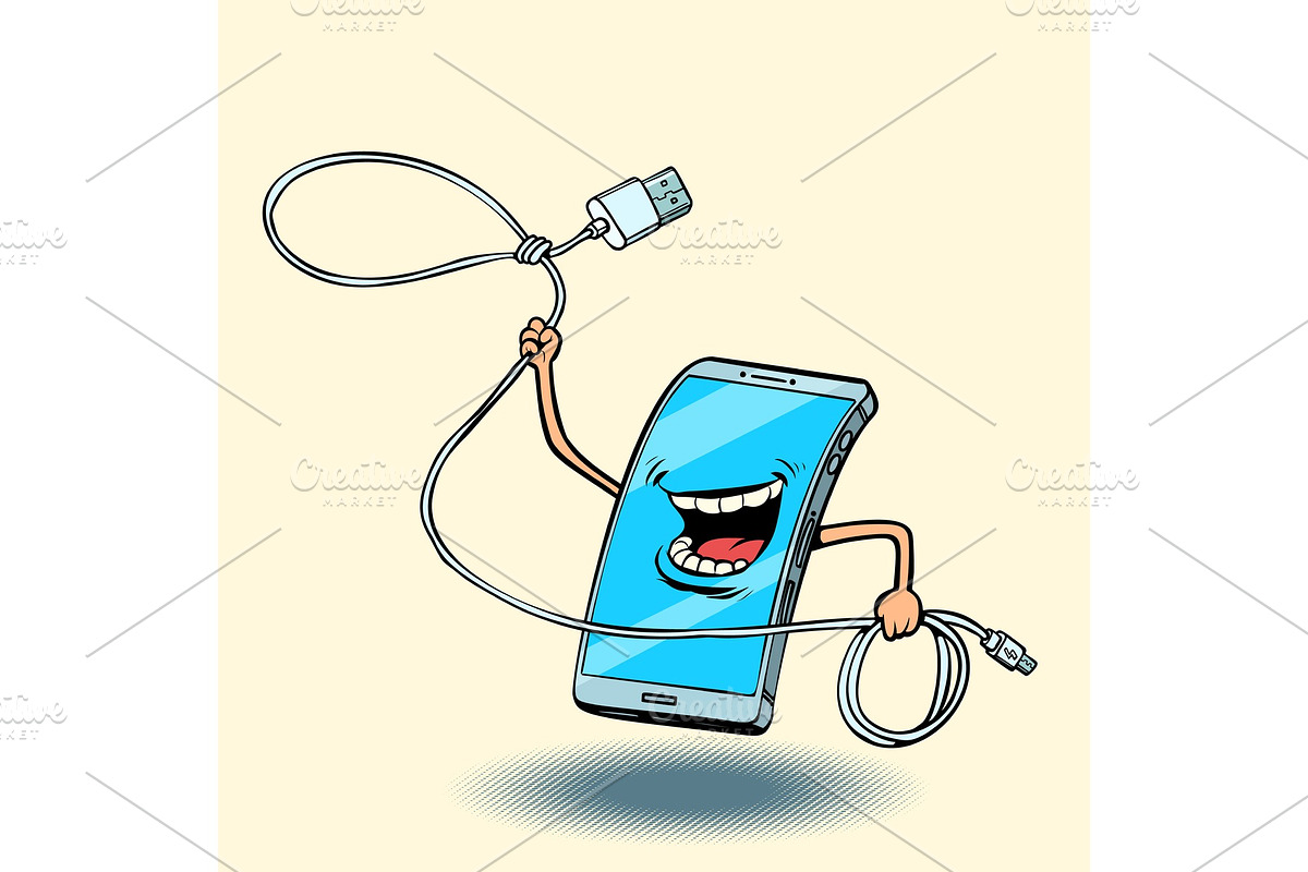 smartphone and usb cord. lasso in Illustrations - product preview 8