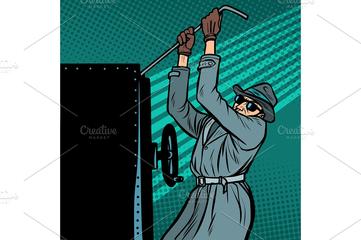 spy breaks into safe in Illustrations - product preview 8