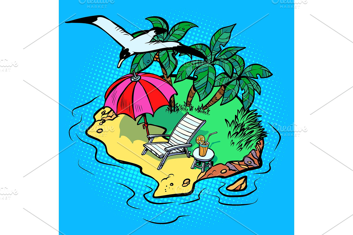 tropical island tourist resort beach in Illustrations - product preview 8