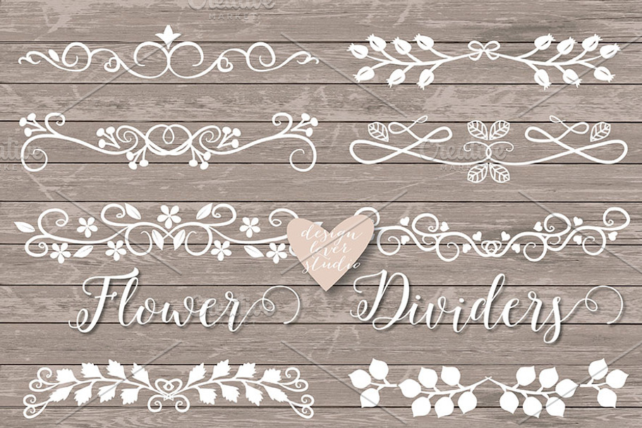Vector Floral Dividers cliparts in Illustrations - product preview 8