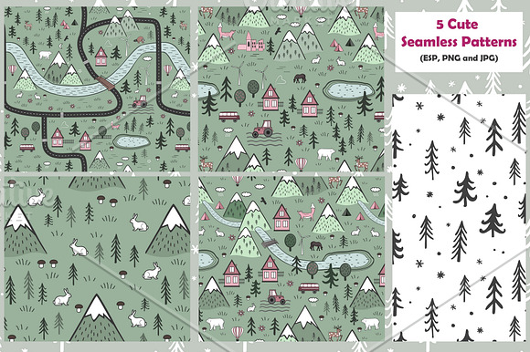 Scandinavian Land. Vector Collection in Patterns - product preview 1