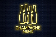Champagne bottle neon sign.