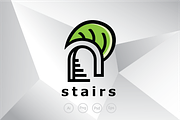 Leaf Door Stairs Logo Template