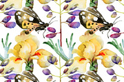 Floral watercolor seamless patterns
