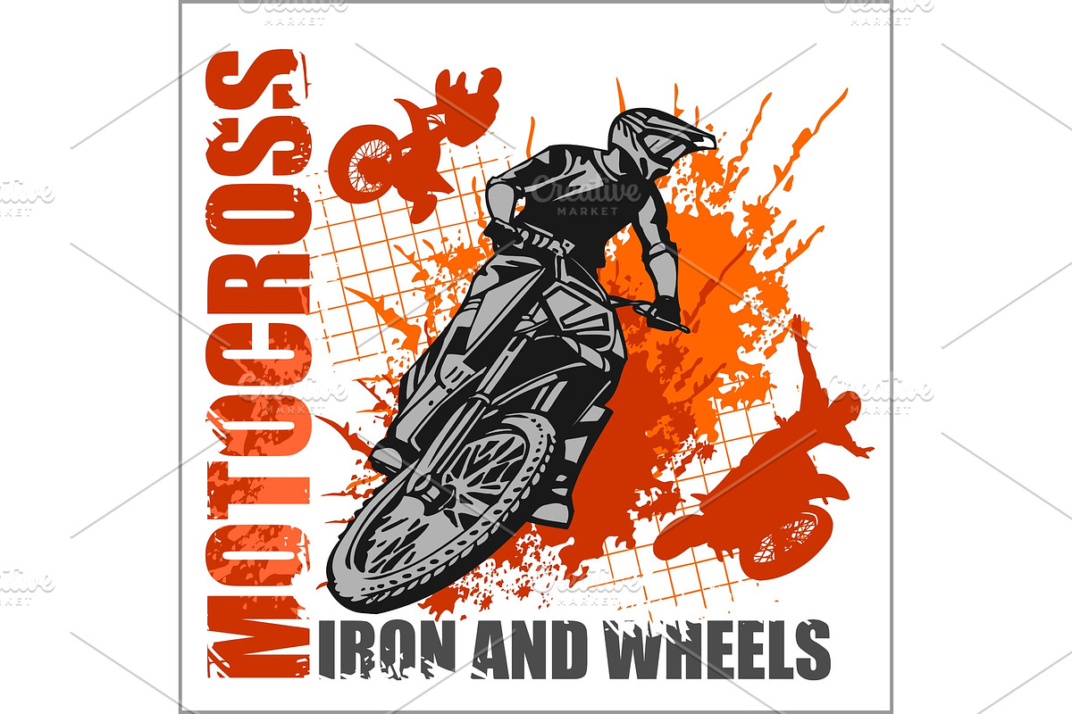 Motocross sport - grunge poster in Illustrations - product preview 8
