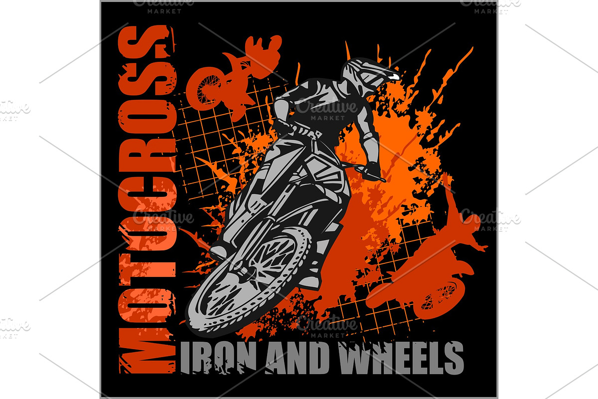 Motocross sport - grunge poster in Illustrations - product preview 8