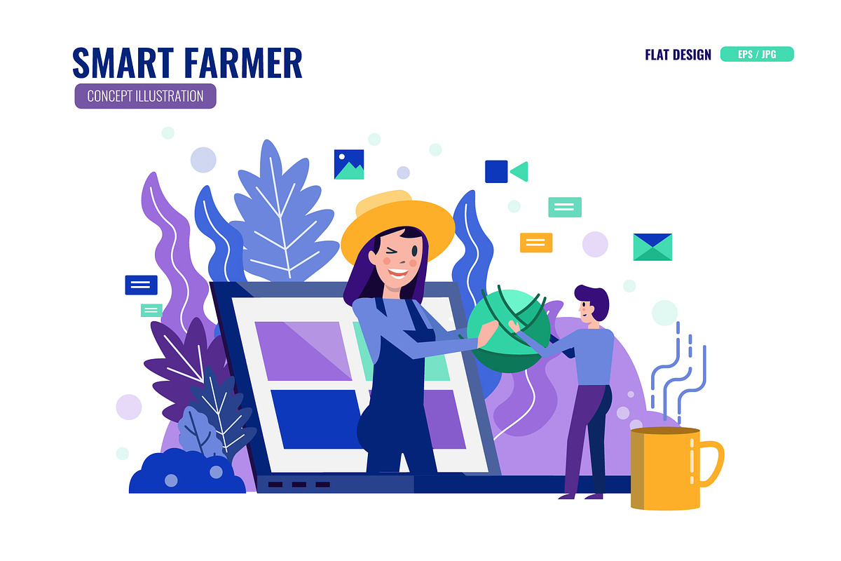 Smart Farmer Illustration in Illustrations - product preview 8