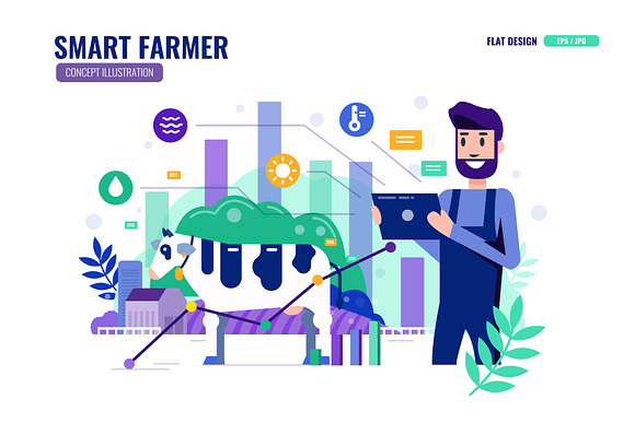 Smart Farmer Illustration in Illustrations - product preview 1
