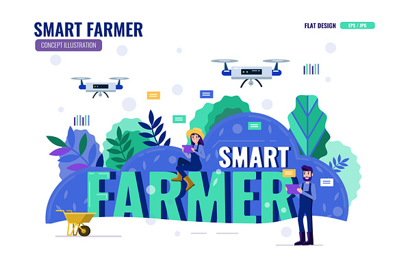 Smart Farmer Illustration in Illustrations - product preview 2