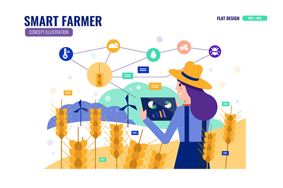 Smart Farmer Illustration in Illustrations - product preview 3