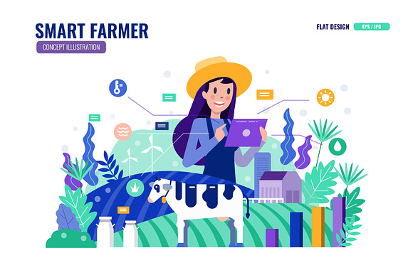 Smart Farmer Illustration in Illustrations - product preview 4